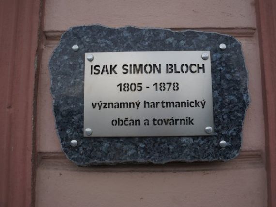 pamětní deska Isak Simon Bloch, Hartmanice