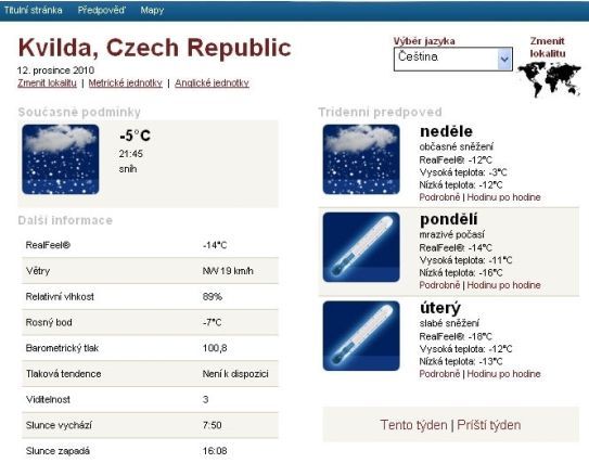 AccuWeather - Kvilda