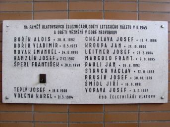 pomník obětí bombardování nádraží Klatovy