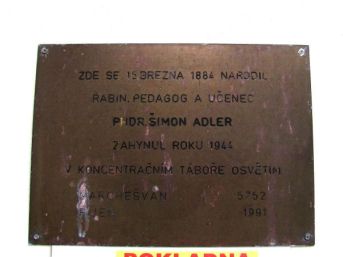 pamětní deska PhDr. Šimon Adler