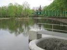 rybník s ostrovem v městském parku, Klatovy
